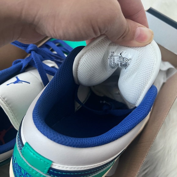 Jordan AJ 1 Low Men's Sneakers - Blue and Green - Picture 3 of 10